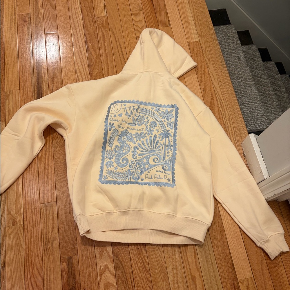Pink Palm Puff Embreigh hoodie